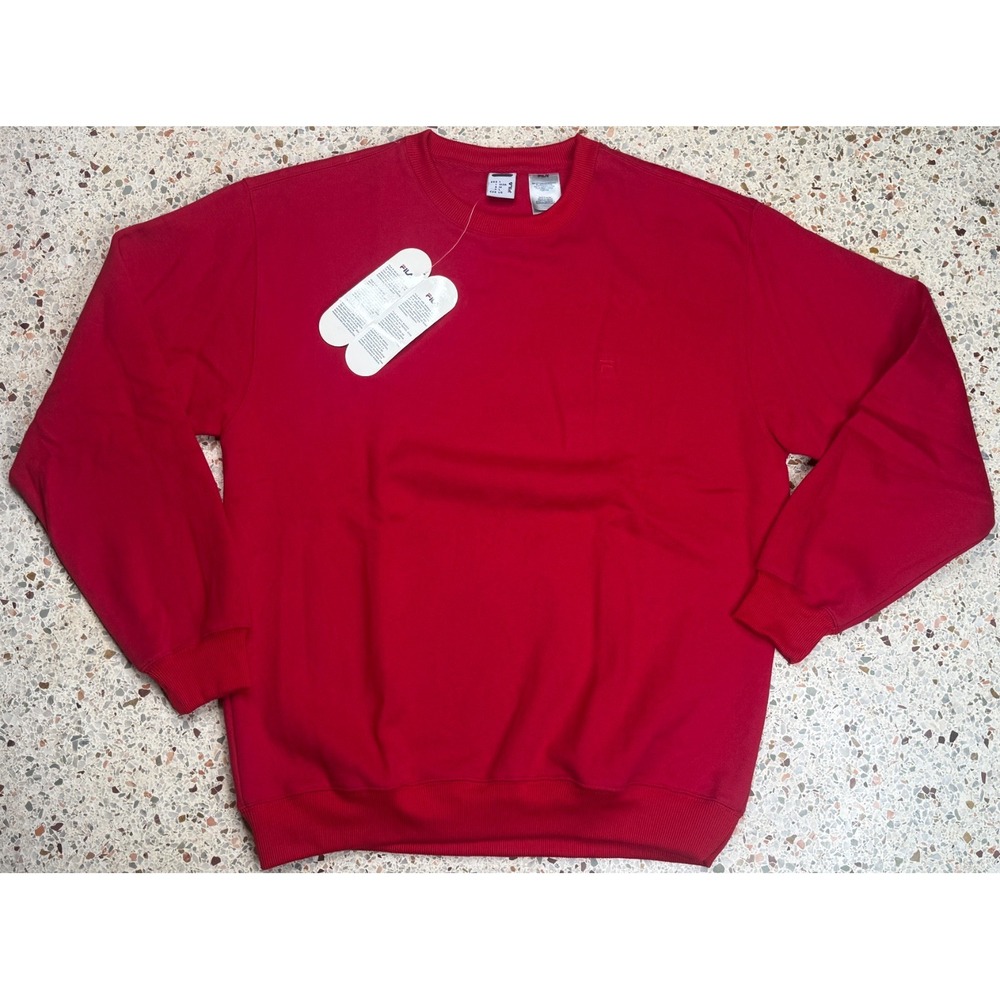 Fila Men's Red Vintage Long Sleeve Crewneck Sweatshirt Size Large